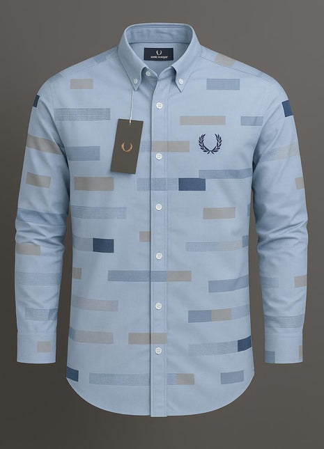 La Chemise Bleue Géométrique